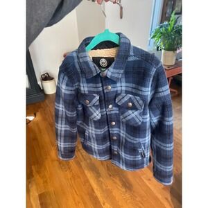 Weatherproof Boy's Sherpa Lined Fleece Long Sleeve Button-Up Shirt Jacket 6-7